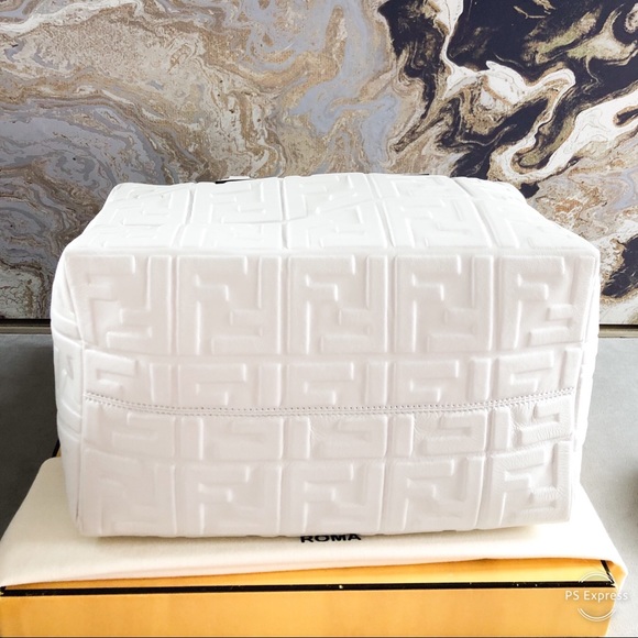 Sold Fendi Calfskin Zucca Embossed Boston Bag - Picture 6 of 15